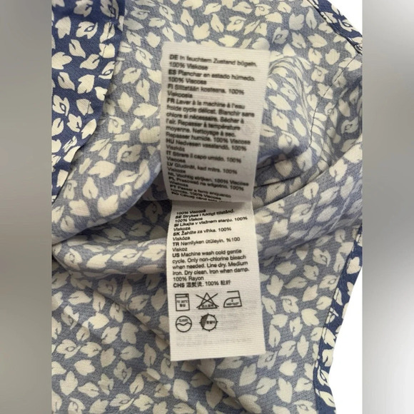 & OTHER STORIES Knot Detail Mini Dress Blue Small Leave Print Sz 2 - Picture 10 of 12